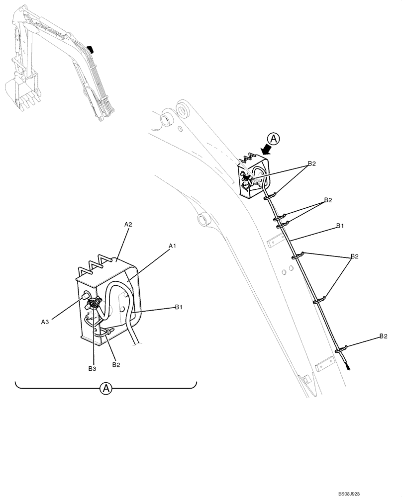 Схема запчастей Case CX50B - (03-005) - LIGHT INSTALLATION (BOOM) (PW80E00012F1, PH15E00004F1) Attachments