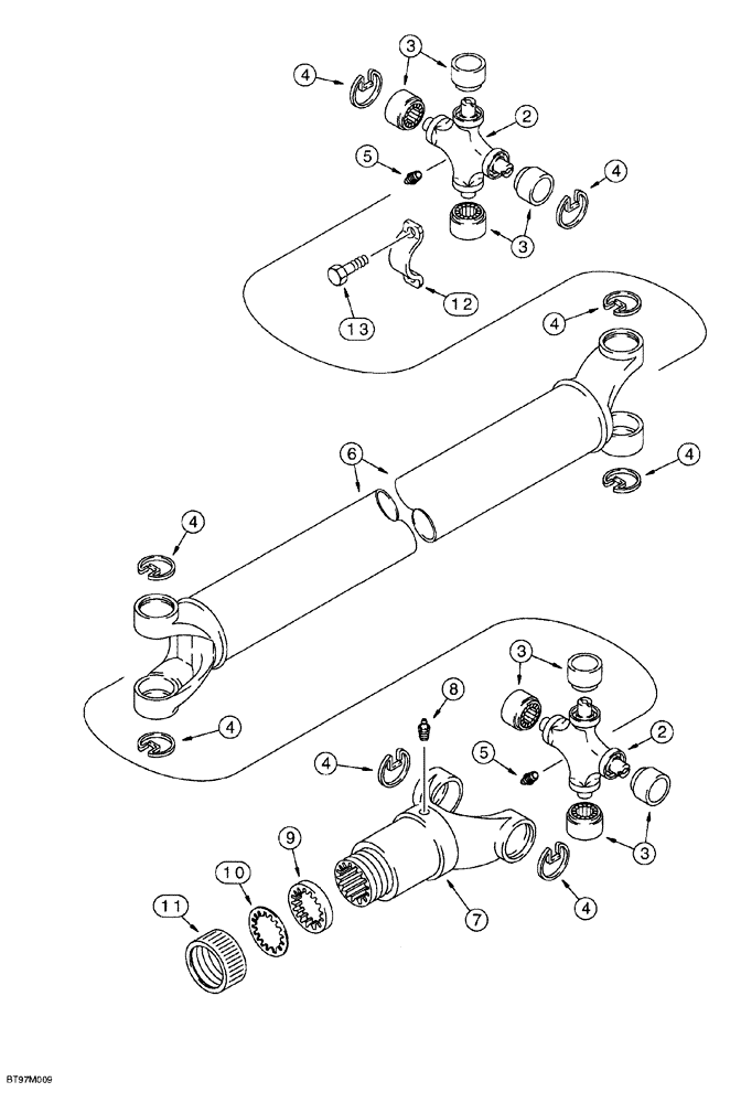 Схема запчастей Case 580SL - (6-018) - DRIVE SHAFT FOR FRONT DRIVE AXLE, FRONT DRIVE AXLE TO TRANSMISSION (06) - POWER TRAIN