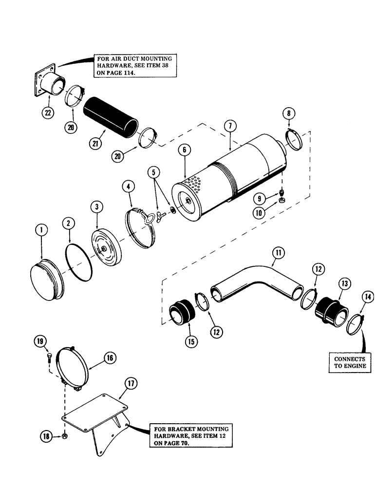 Схема запчастей Case 40 - (074) - AIR CLEANER AND ATTACHING PARTS FOR: CASE 504BDT DIESEL ENGINE (10) - ENGINE