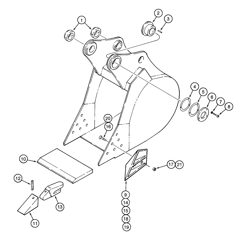 Схема запчастей Case 9020 - (9-56) - H & H BUCKETS, GENERAL PURPOSE AND HEAVY DUTY - STANDARD AND HI-CAPACITY BUCKET ASSEMBLY (09) - CHASSIS