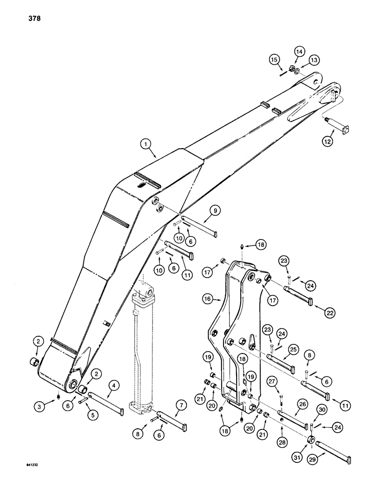 Схема запчастей Case 880C - (378) - Y BOOM AND ARM (09) - BOOMS