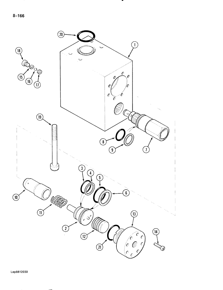 Схема запчастей Case 888 - (8-166) - LOAD HOLDING VALVE, WITH BOOM CYLINDERS (08) - HYDRAULICS