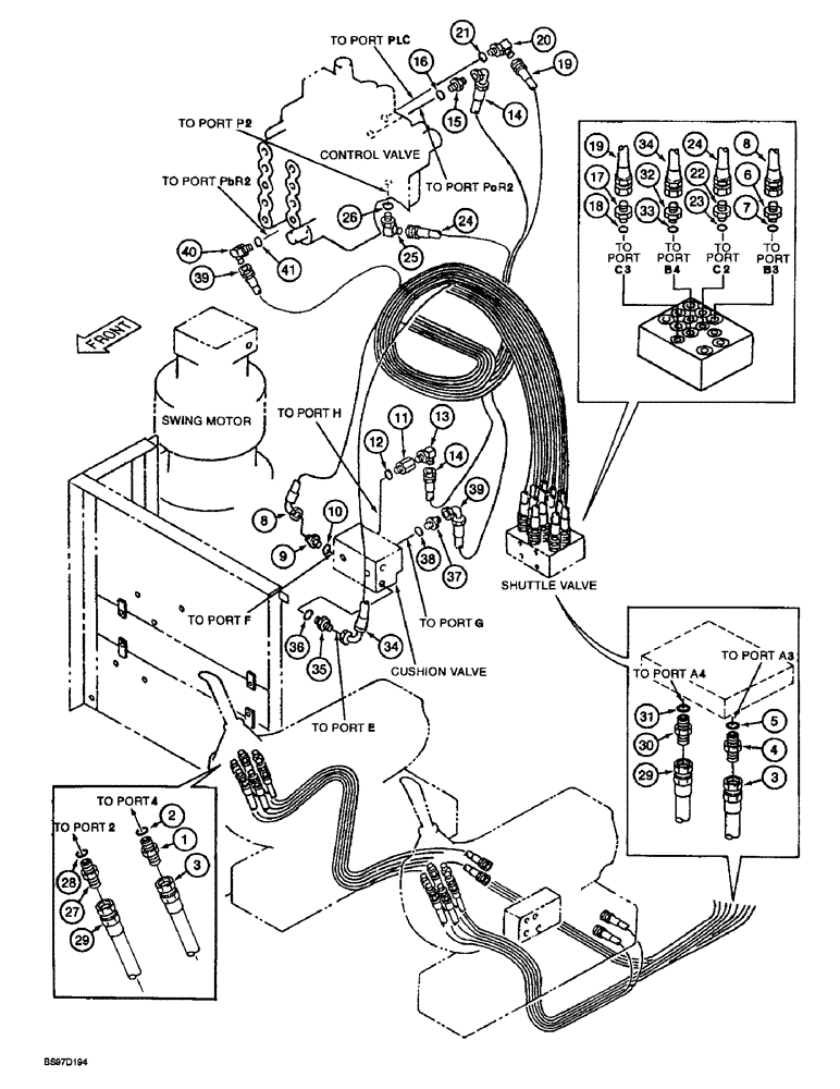 Схема запчастей Case 9030B - (8-030) - BOOM CONTROL LINES (08) - HYDRAULICS