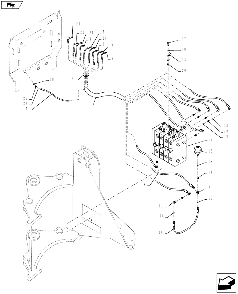 Схема запчастей Case 721F - (35.160.01) - LOADER CONTROL LINE INSTALLATION (35) - HYDRAULIC SYSTEMS