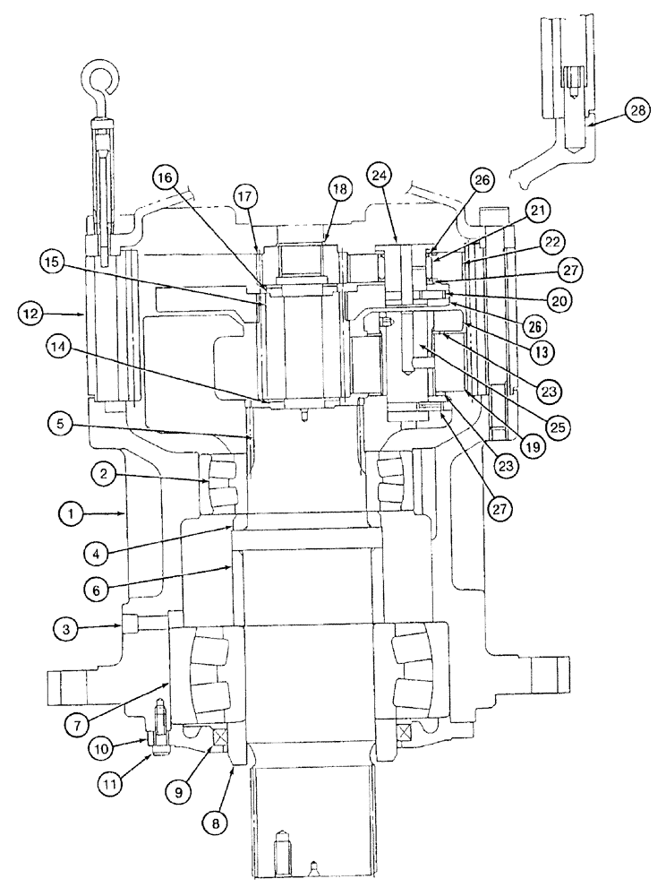 Схема запчастей Case 9050B - (8-210) - 158853A1 SWING REDUCTION GEAR ASSEMBLY, PRIOR TO P.I.N. EAC0501164 (08) - HYDRAULICS