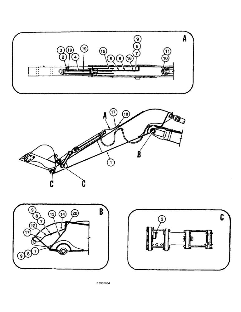 Схема запчастей Case 9060B - (9-068) - LUBRICATION FOR 17 FT. 8 IN. (5.38 M) ARM (09) - CHASSIS