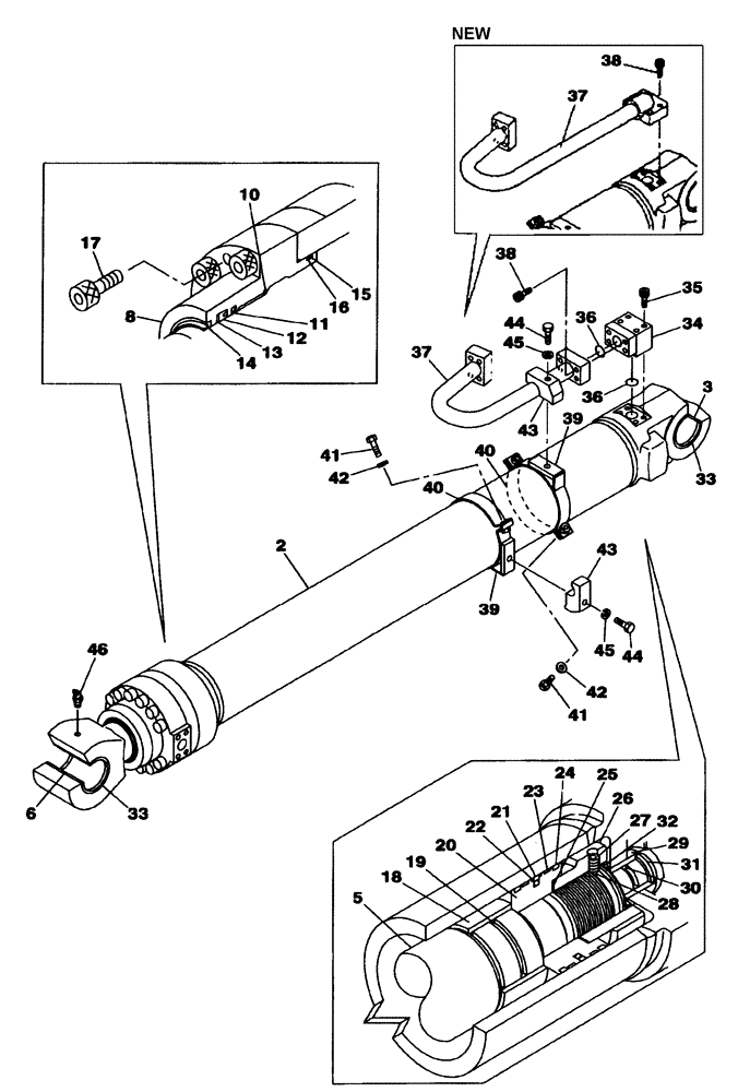 Схема запчастей Case CX350 - (08-211-00[01]) - DIPPER CYLINDER - WITH VALVE, PRESSURE RELIEF (08) - HYDRAULICS