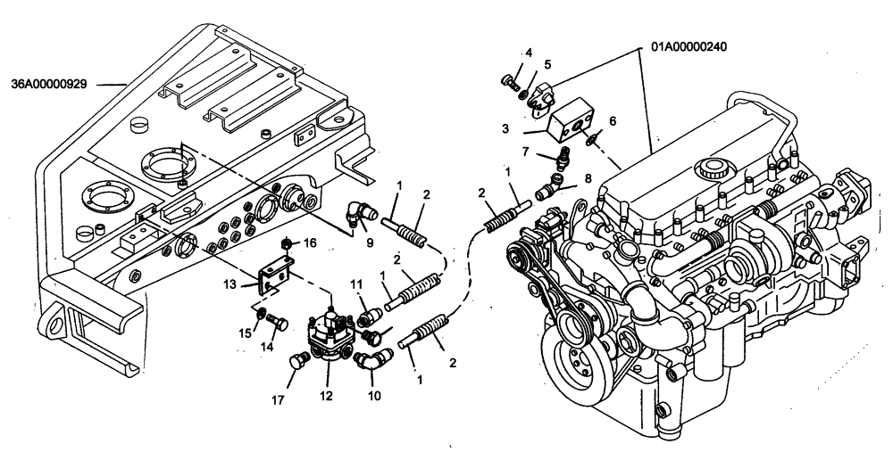 Схема запчастей Case 340 - (49A00000903[001]) - PNEUMATIC SYSTEM - AUXILIARY SERVICES (36) - PNEUMATIC SYSTEM