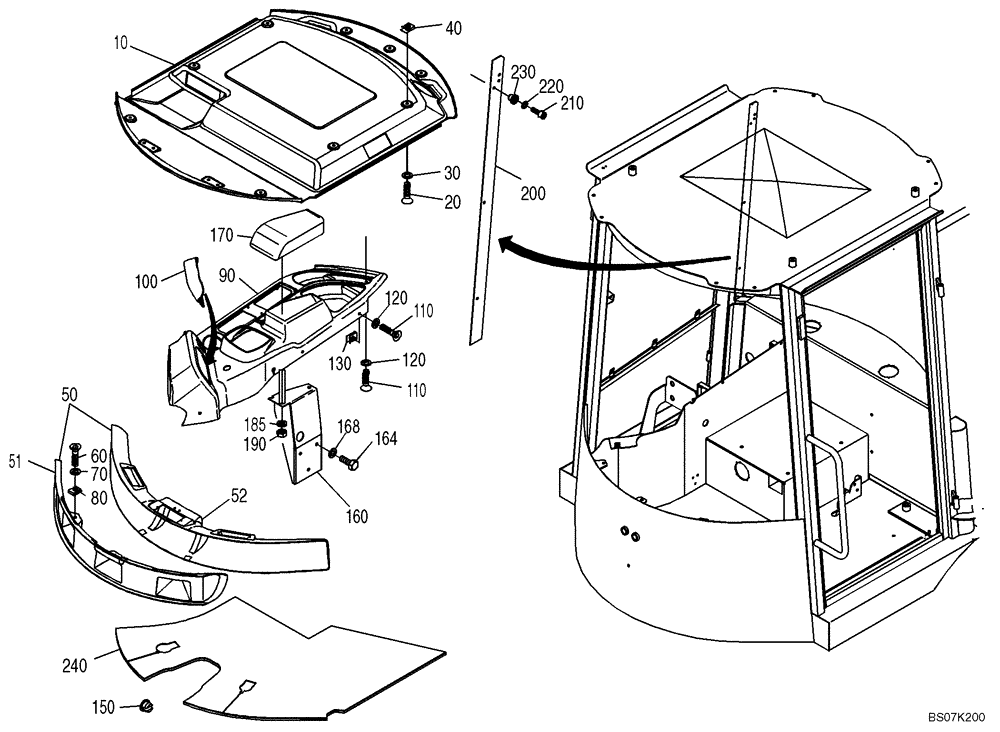 Схема запчастей Case 21D - (34.022[2990752002]) - OPERATORS CAB MOUNTING PARTS (90) - PLATFORM, CAB, BODYWORK AND DECALS