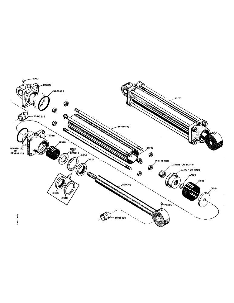 Схема запчастей Case 310 - (50) - 36770 HYDRAULIC CROWD CYLINDER 