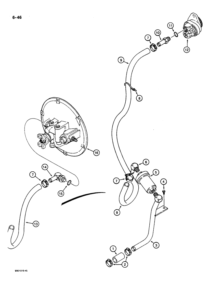 Схема запчастей Case 550 - (6-46) - CRAWLER HYDRAULIC CIRCUIT, TRANSMISSION SUCTION LINE (06) - POWER TRAIN