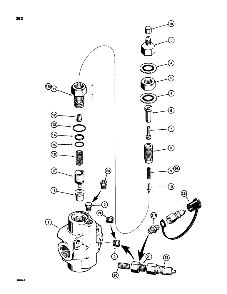 Схема запчастей Case 580SD - (362) - D89498 AND D128430 STEERING RELIEF VALVES (08) - HYDRAULICS