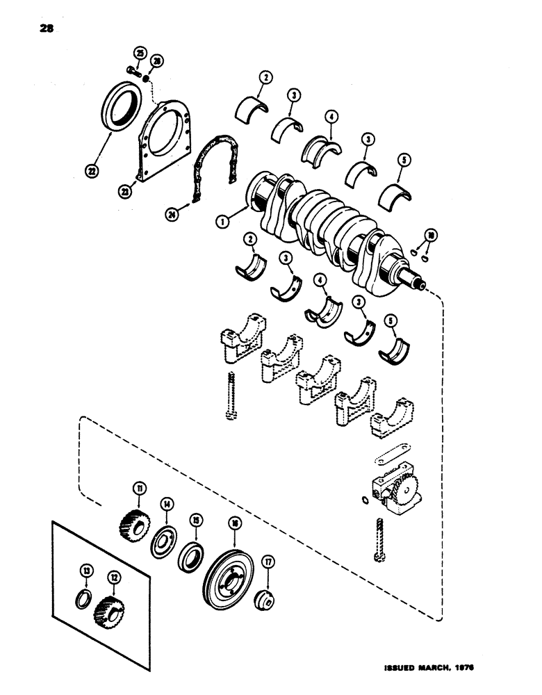 Схема запчастей Case 450 - (028) - CRANKSHAFT, (188) DIESEL ENGINE (01) - ENGINE