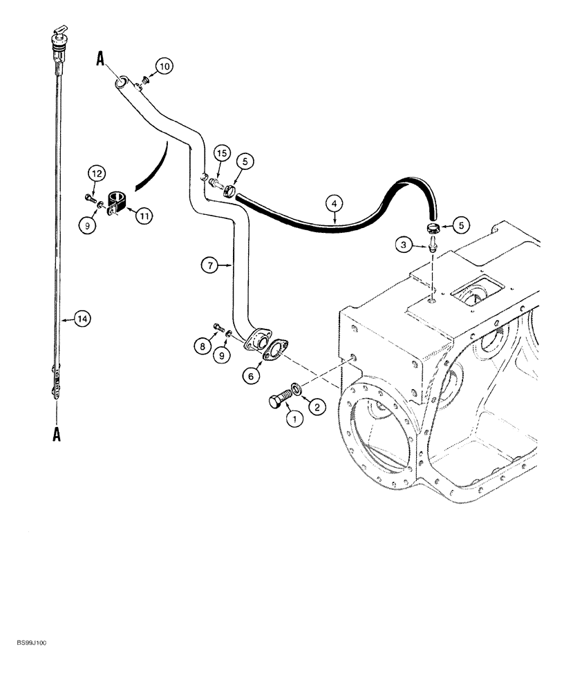 Схема запчастей Case 550G - (6-06) - TRANSMISSION MOUNTING, BREATHER AND DIPSTICK (03) - TRANSMISSION