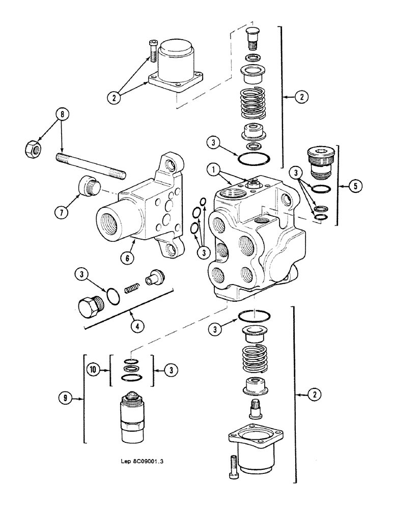 Схема запчастей Case 688C - (8C-62) - CONTROL VALVE FOR SWING, (11129, 11131-) (07) - HYDRAULIC SYSTEM