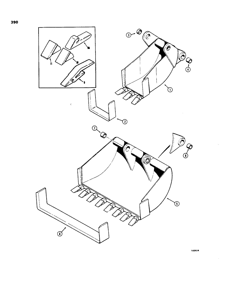 Схема запчастей Case 35 - (390) - BACKHOE BUCKETS, OPTIONAL TYPES, MACHINERY ITEM 