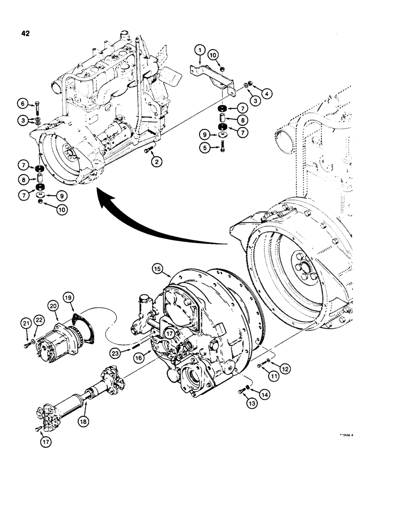 Схема запчастей Case 855C - (042) - ENGINE AND TORQUE CONVERTER MOUNTING (01) - ENGINE