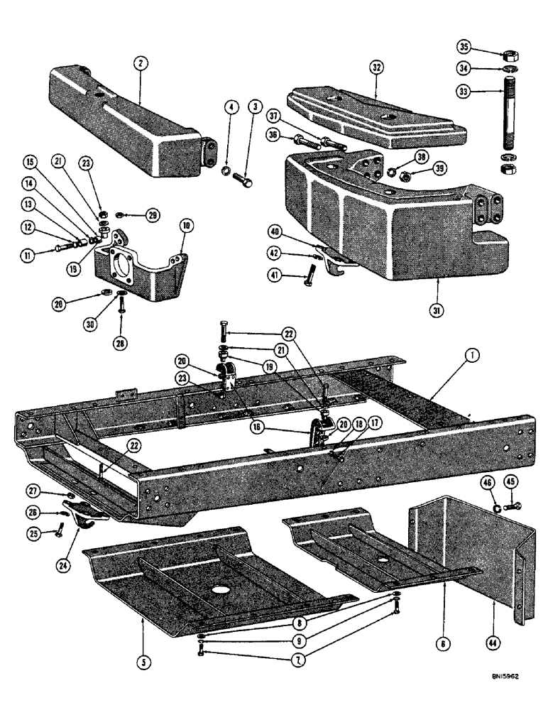 Схема запчастей Case 800 - (006) - ENGINE FRAME, MUD PAN, AND ENGINE MOUNTS (01) - ENGINE