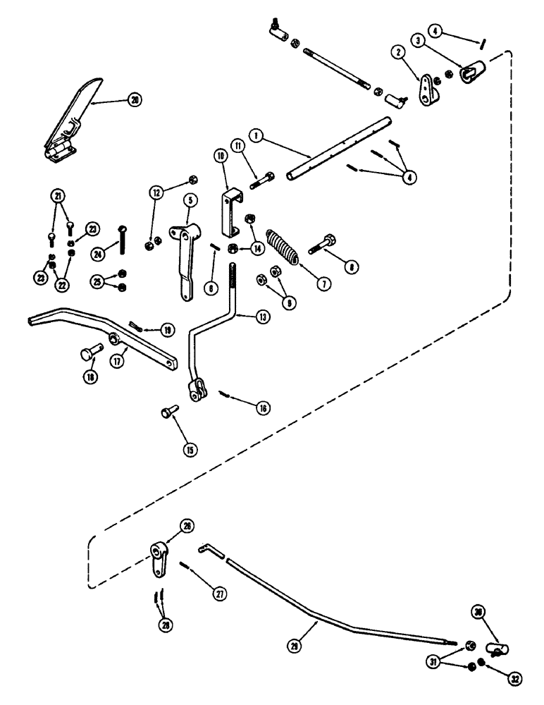 Схема запчастей Case 480CK - (023A) - LOWER THROTTLE LINKAGE, (188) DIESEL ENGINE 