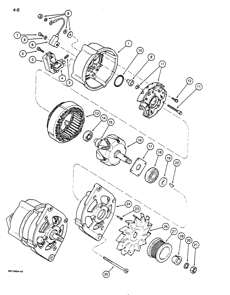 Схема запчастей Case 855D - (4-06) - ALTERNATOR - A186124 (04) - ELECTRICAL SYSTEMS