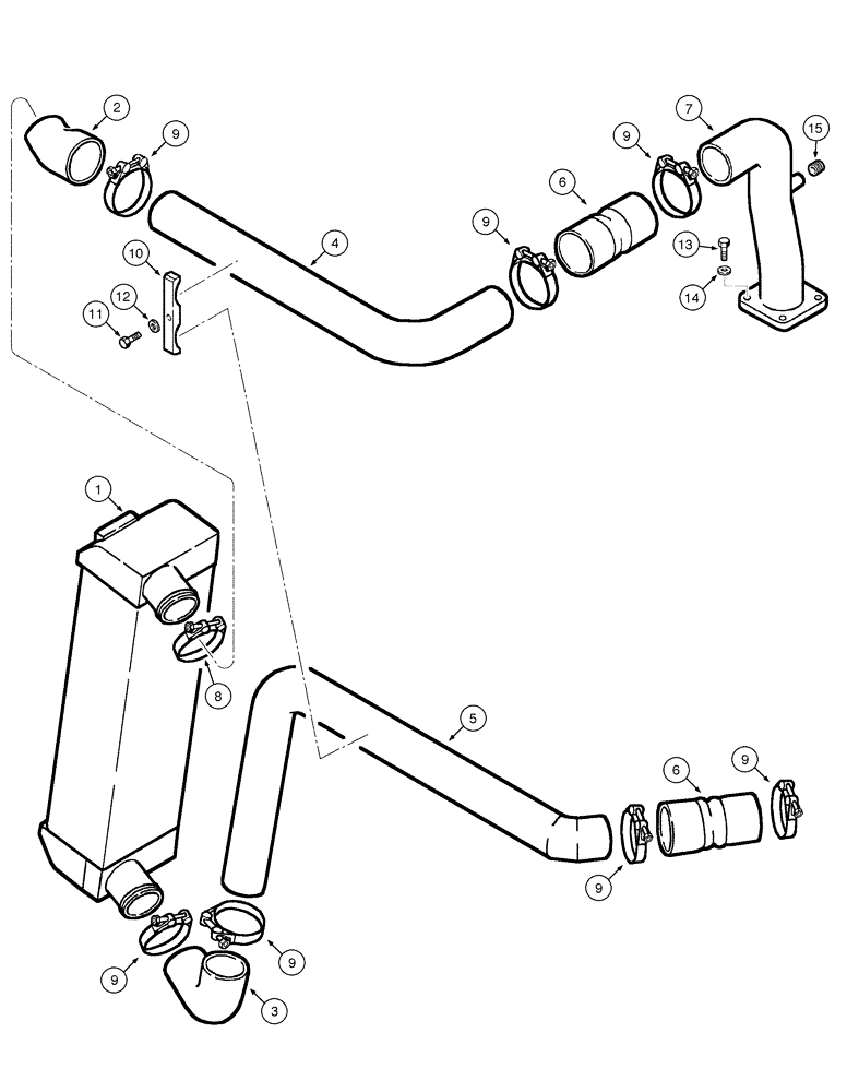 Схема запчастей Case 885 - (02-12[01]) - COOLING SYSTEM - AFTERCOOLER (02) - ENGINE