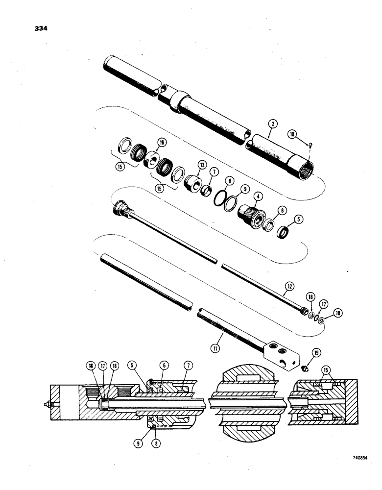 Схема запчастей Case 850 - (334) - G33712 ANGLE CYLINDER - ANGLE TILT PITCH DOZER (07) - HYDRAULIC SYSTEM