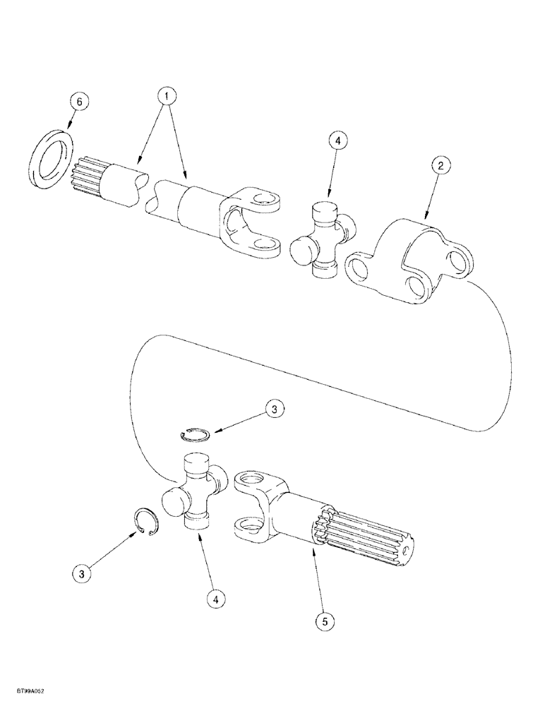 Схема запчастей Case 585E - (6-51A) - REAR DRIVE AXLE, AXLE SHAFTS (06) - POWER TRAIN