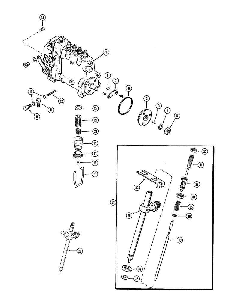 Схема запчастей Case 680CK - (036) - A62453 INJECTION PUMP, (301B) DIESEL ENGINE, A62809 (10) - ENGINE