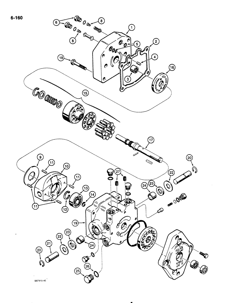 Схема запчастей Case 1818 - (6-160) - VARIABLE DISPLACEMENT PUMP, DIESEL MODELS ONLY (06) - POWER TRAIN