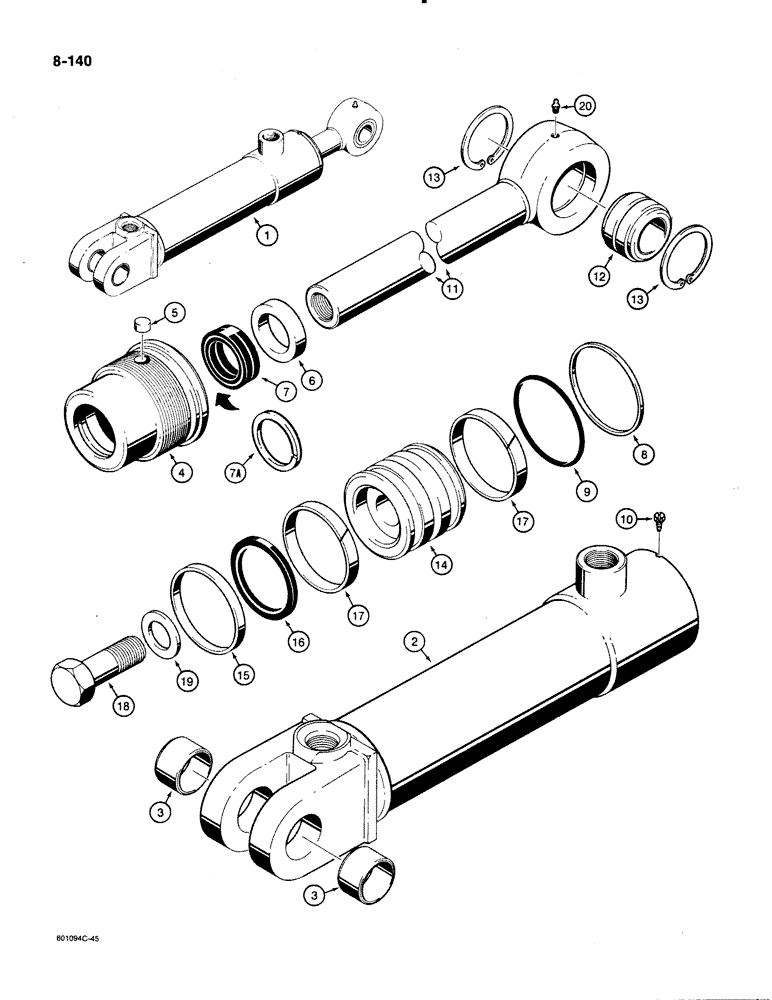 Схема запчастей Case 480E - (8-140) - G101188 THREE-POINT HITCH TILT CYLINDER (08) - HYDRAULICS