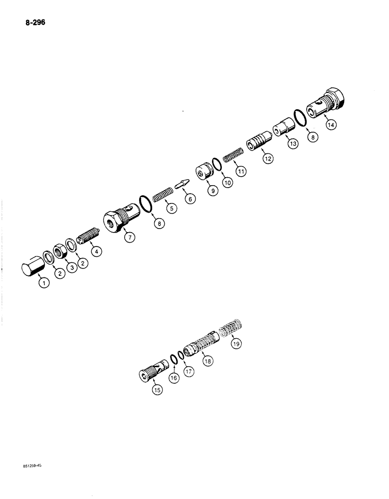 Схема запчастей Case 780C - (8-296) - HYDRECO LOADER CONTROL VALVE, RELIEF VALVES (08) - HYDRAULICS