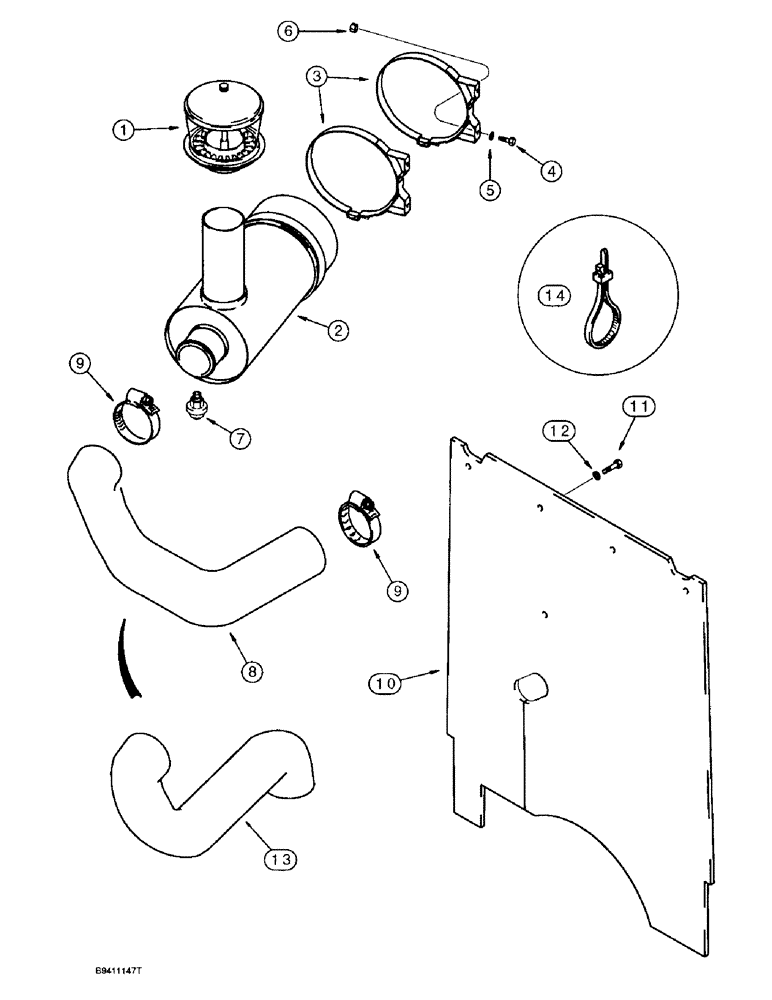 Схема запчастей Case 570LXT - (2-006) - AIR CLEANER AND AIR INTAKE PARTS (02) - ENGINE