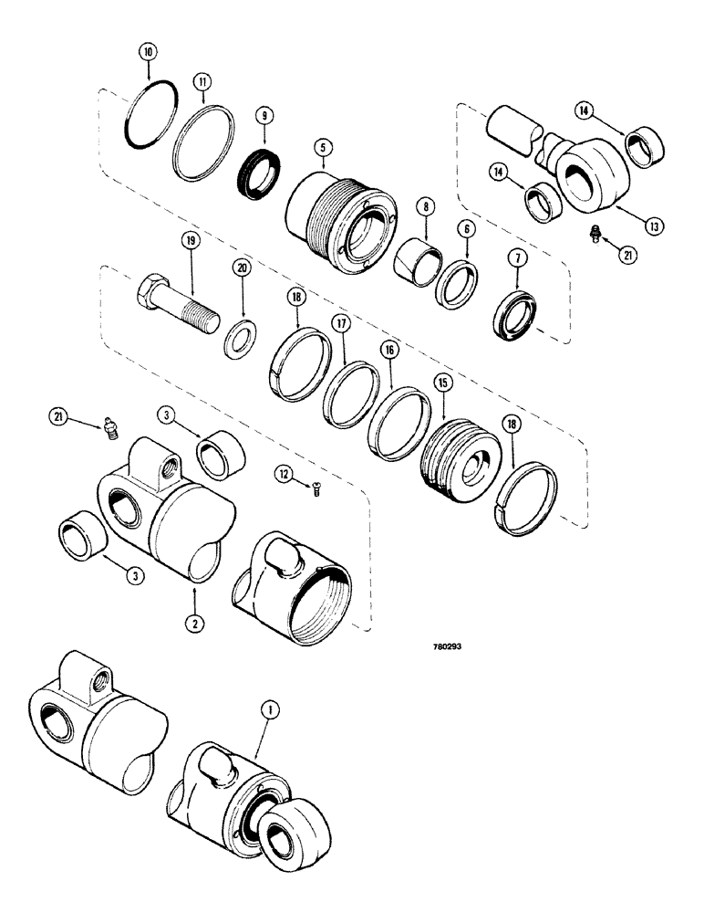 Схема запчастей Case 680CK - (334) - G102518 BACKHOE CYLINDER, 4" DIA. CYLINDER WITH 27-1/4" STROKE WITH ONE PIECE PISTON (35) - HYDRAULIC SYSTEMS