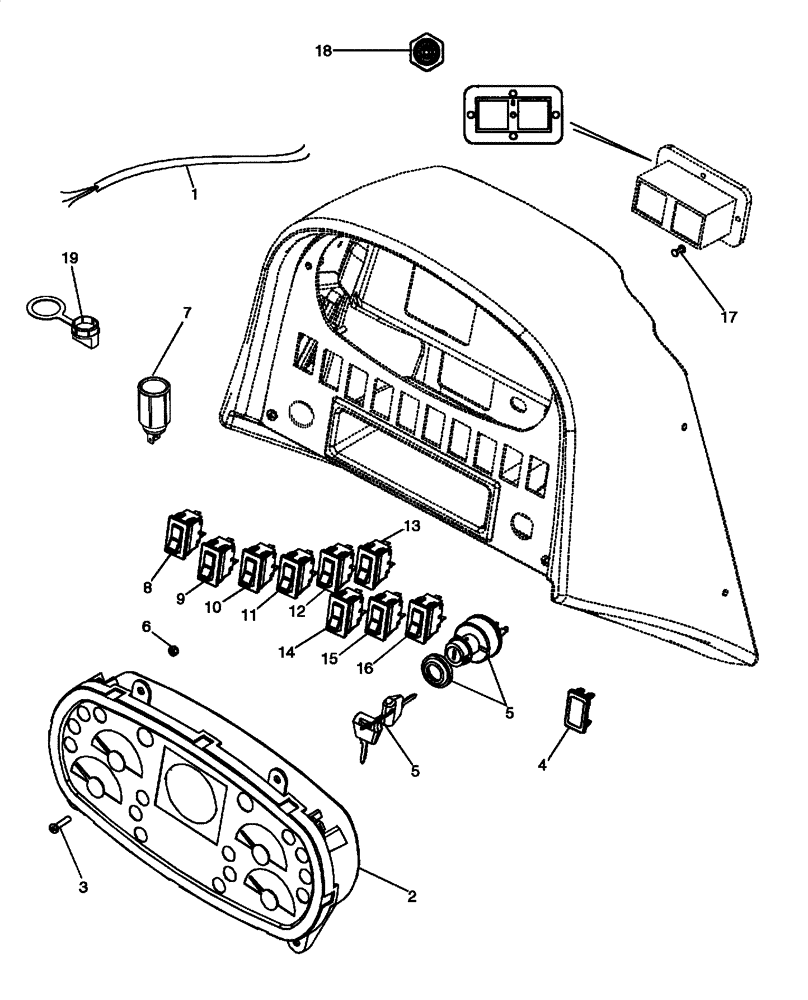 Схема запчастей Case 650L - (55.418.02) - HARNESS, FRONT CONSOLE AND SWITCHES - CAB (55) - ELECTRICAL SYSTEMS