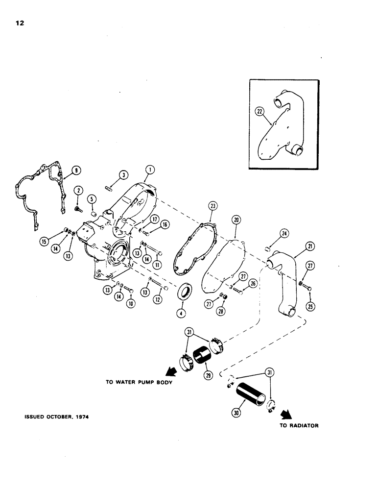 Схема запчастей Case 480B - (012) - TIMING GEAR COVER, (188) DIESEL ENGINE, FIRST USED ENGINE SERIAL NUMBER 2728315 