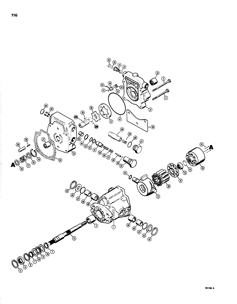 Схема запчастей Case 1830 - (116) - D75507 VARIABLE DISPLACEMENT PUMP (35) - HYDRAULIC SYSTEMS