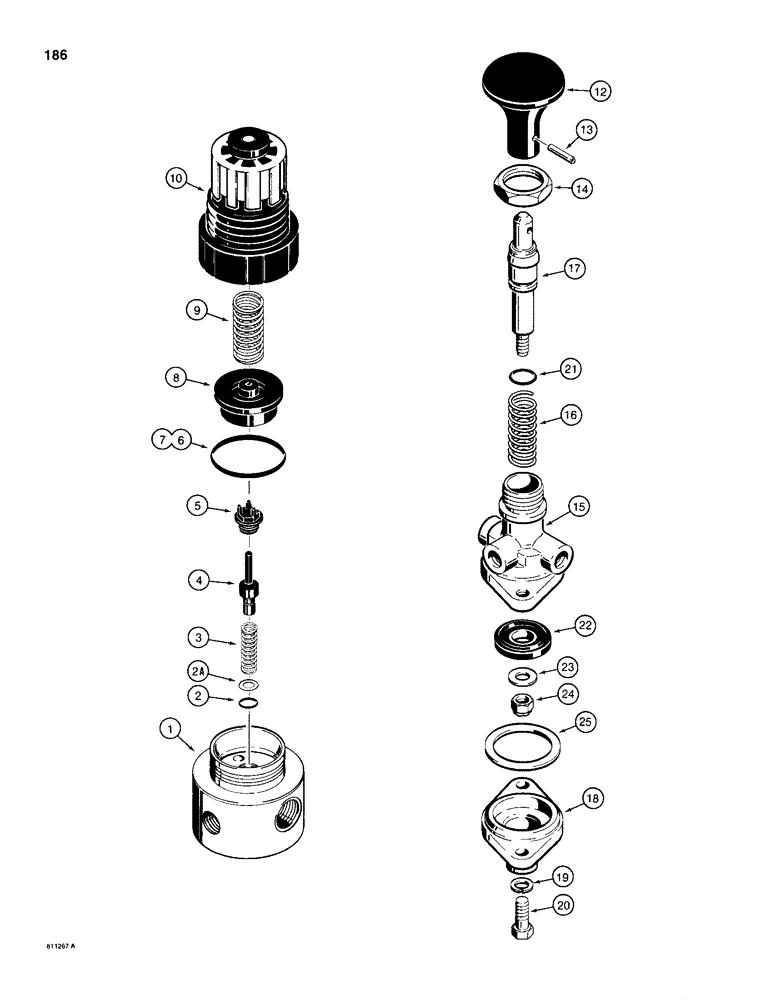 Схема запчастей Case 680H - (186) - L72409 PRESSURE REDUCING VALVE - BRAKE, L103834 PARKING (07) - BRAKES