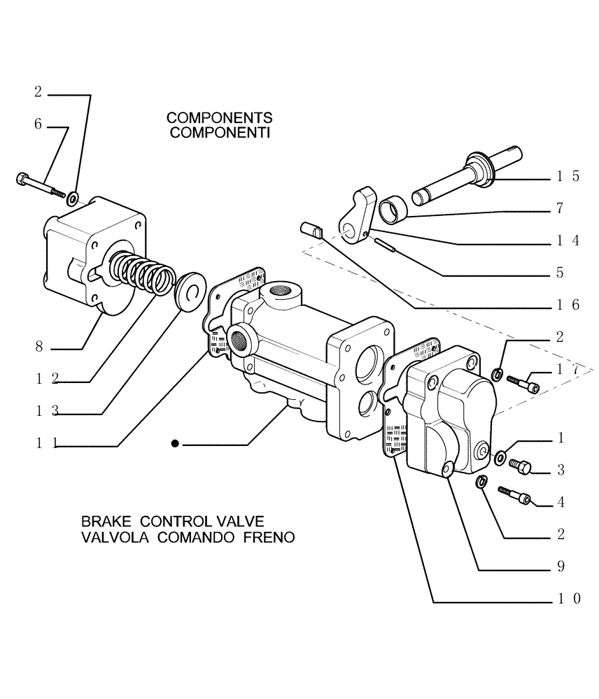 Схема запчастей Case 1850K - (2.304[04]) - BRAKE CONTROLS - COMPONENTS (07) - HYDRAULIC SYSTEM/FRAME