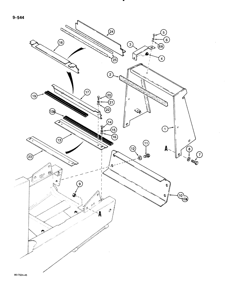 Схема запчастей Case 580K - (09-544) - RADIATOR SHROUD, PUMP GUARD, AND FRONT COVERS (09) - CHASSIS/ATTACHMENTS