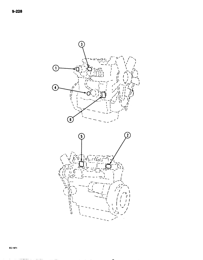 Схема запчастей Case 1825 - (9-228) - ENGINE DECALS, DIESEL MODELS (09) - CHASSIS/ATTACHMENTS