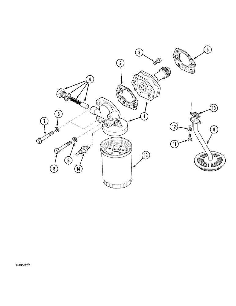 Схема запчастей Case 1825 - (2-52) - OIL PUMP AND FILTER, GASOLINE MODELS (02) - ENGINE