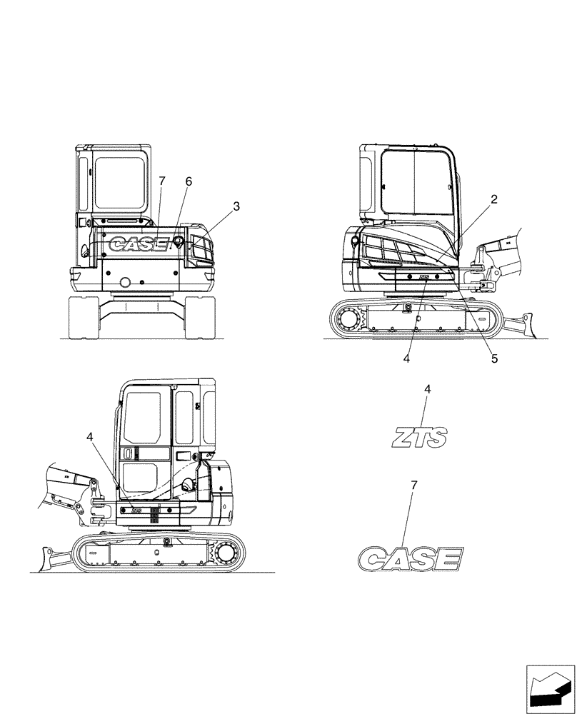 Схема запчастей Case CX50B - (06-019) - NAME PLATE INSTAL (90) - PLATFORM, CAB, BODYWORK AND DECALS