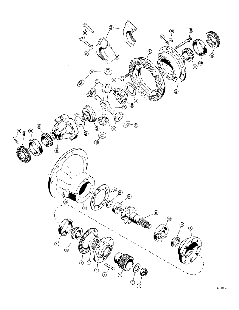 Схема запчастей Case 680CK - (091C) - L57776 REAR AXLE, DIFFERENTIAL, CARRIER AND GEARS (27) - REAR AXLE SYSTEM