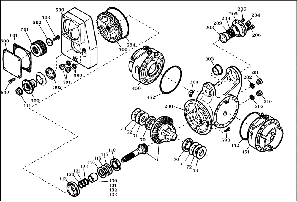 Схема запчастей Case 221D - (16.610[003]) - DIFFERENTIAL SELF-LOCKING (OPTION) (S/N 581101-UP) (23) - FOUR WHEEL DRIVE SYSTEM