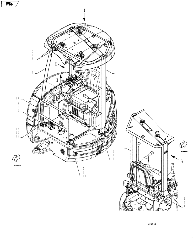 Схема запчастей Case CX27B ASN - (90.150.19) - CANOPY ASSY (90) - PLATFORM, CAB, BODYWORK AND DECALS