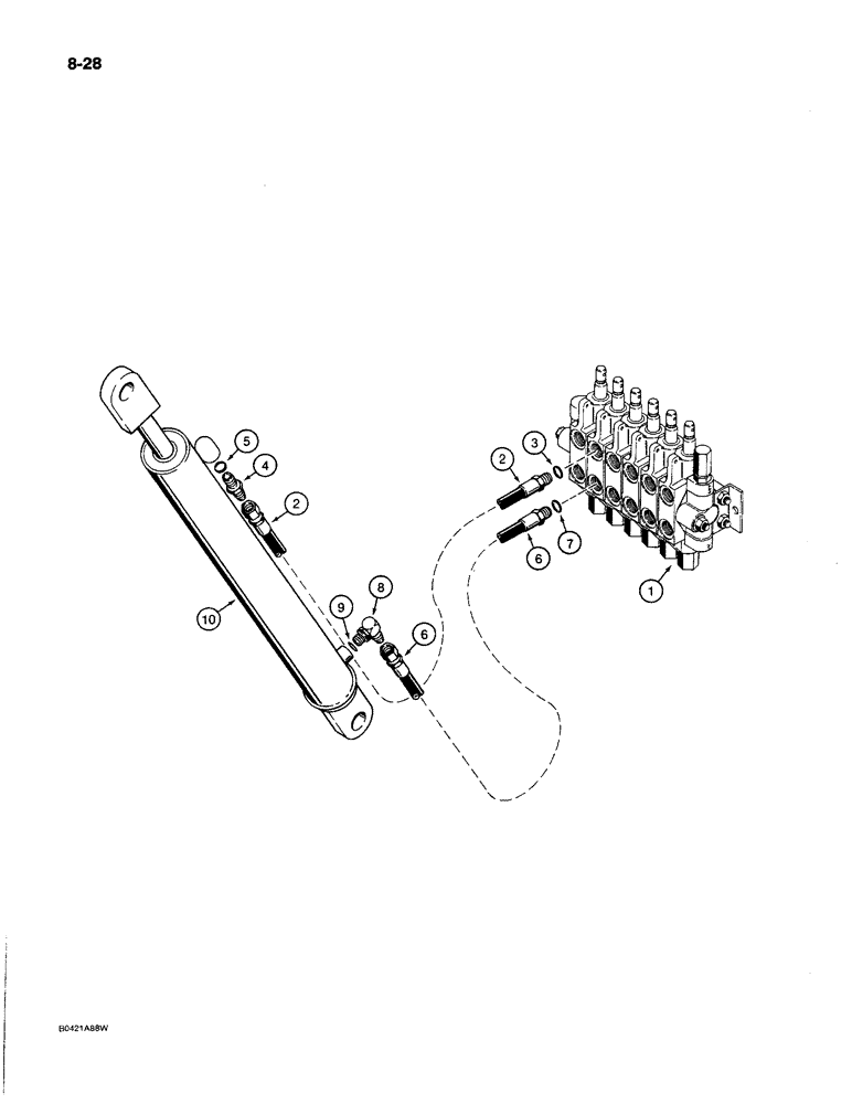 Схема запчастей Case MAXI-SNEAKER C - (8-28) - DIPPER CYLINDER HYDRAULIC CIRCUIT, USED ON MODELS WITH SD-70 BACKHOE (08) - HYDRAULICS