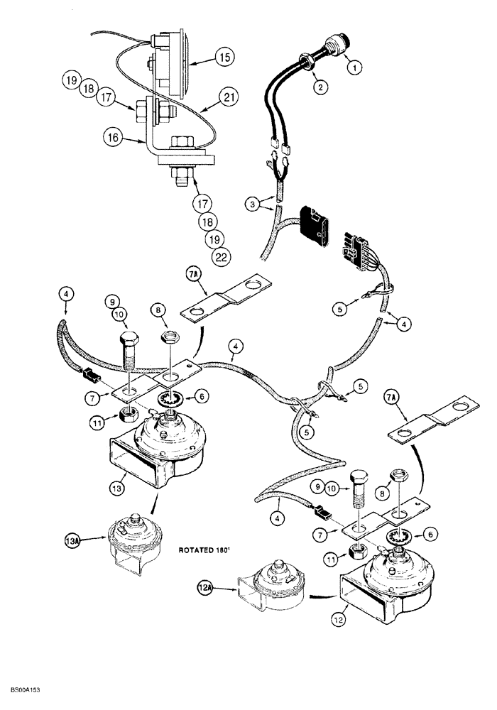 Схема запчастей Case 650G - (4-30) - HORN (MODELS WITH TWO HORNS) (04) - ELECTRICAL SYSTEMS