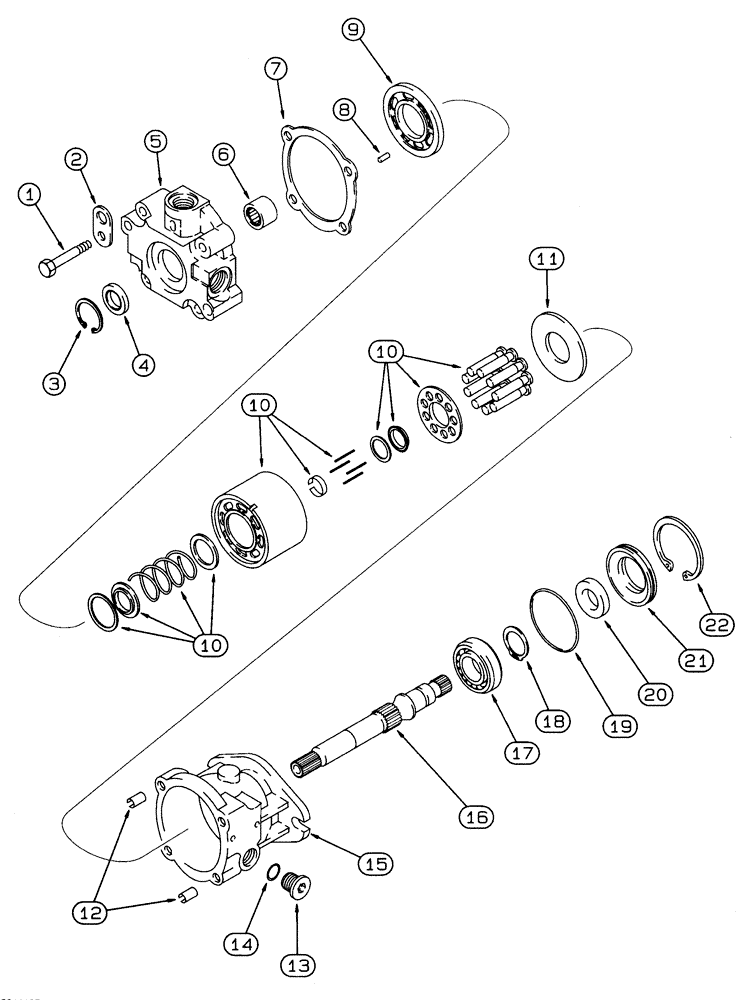 Схема запчастей Case 460 - (6-14) - GROUND DRIVE MOTOR ASSEMBLY, 125364A1 (06) - POWER TRAIN