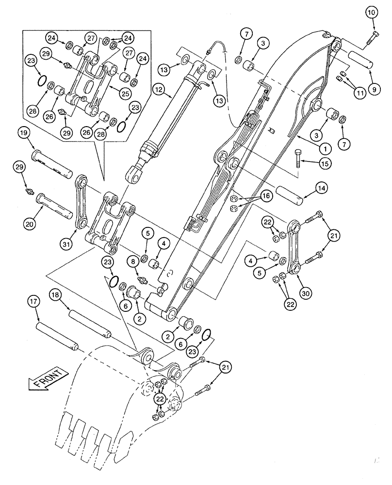 Схема запчастей Case 9060 - (9-54) - 17 FT 8 INCH ARM AND LINKAGE (09) - CHASSIS/ATTACHMENTS