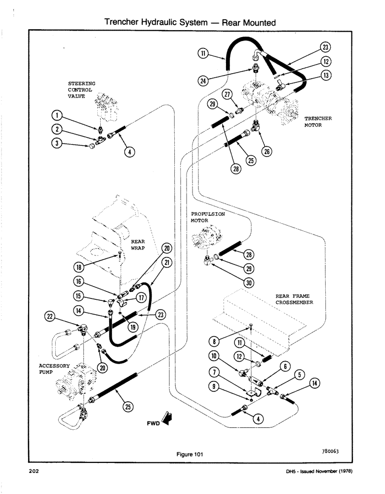 Схема запчастей Case DH5 - (202) - TRENCHER HYDRAULIC SYSTEM - REAR MOUNTED (35) - HYDRAULIC SYSTEMS